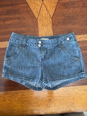 Women’s Denim Jean Shorts in Light Blue with Stud Detail